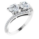 14K White 5.2 mm Round Two-Stone Accented Engagement Ring Mounting